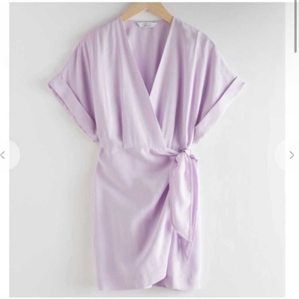 & Other Stories Pale Lavender Wrap Mini Dress
